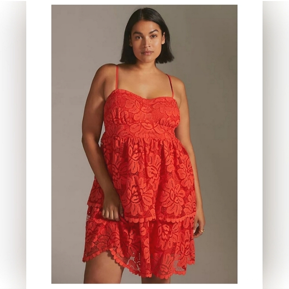 Anthropologie Red Lace Dress